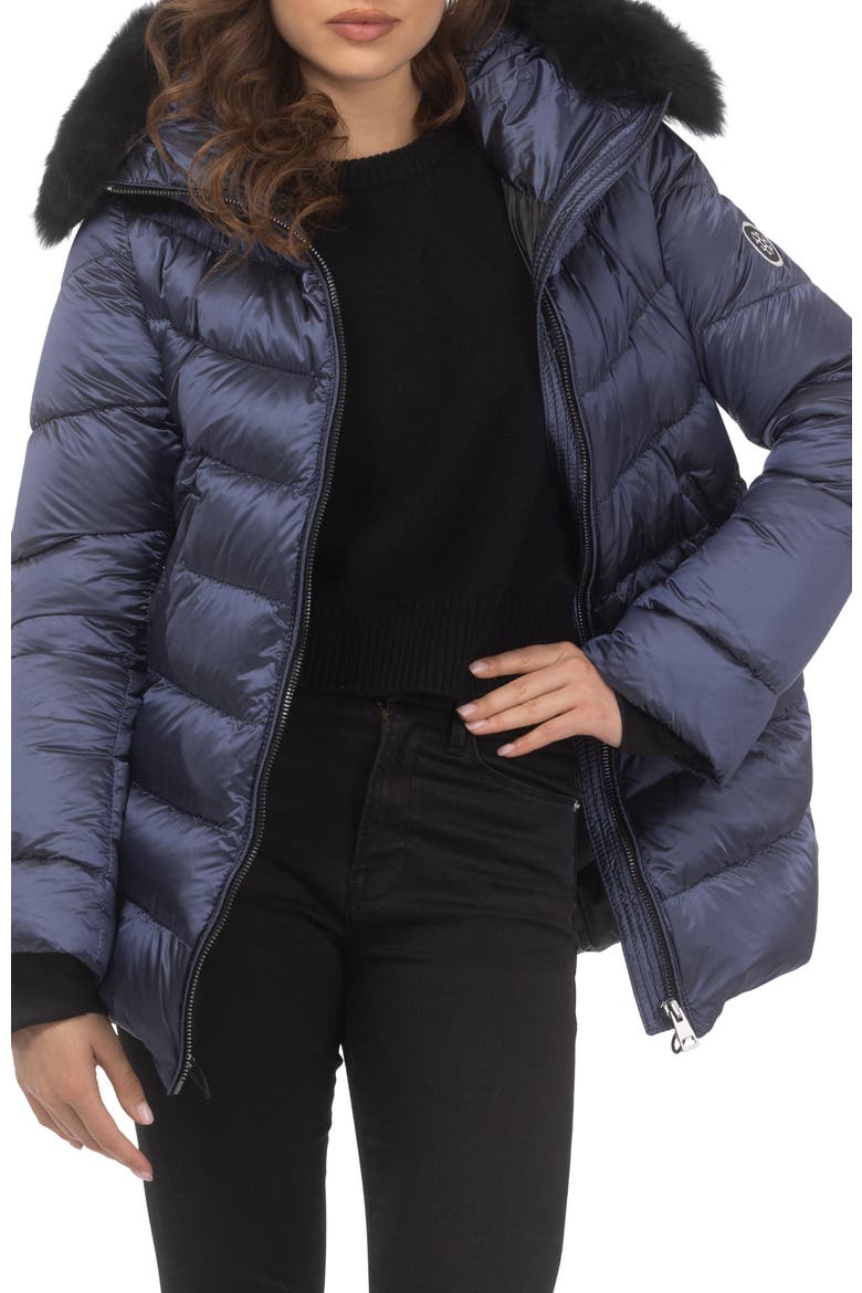 Apres-Ski Jacket With Detachable Toscana Hood Trim, Main, color, OCEAN BLUE/BLACK