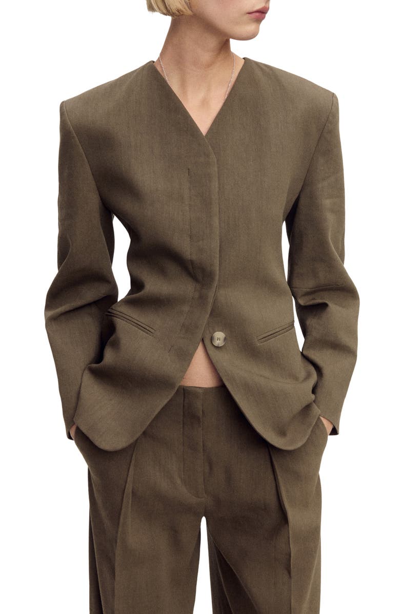 MANGO Seamless Linen Blend Blazer, Main, color,