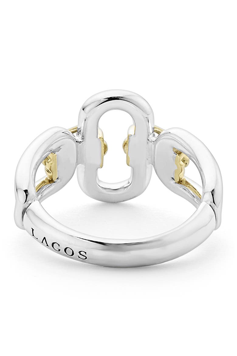 Signature Caviar Oval Link Ring, Alternate, color, SILVER GOLD