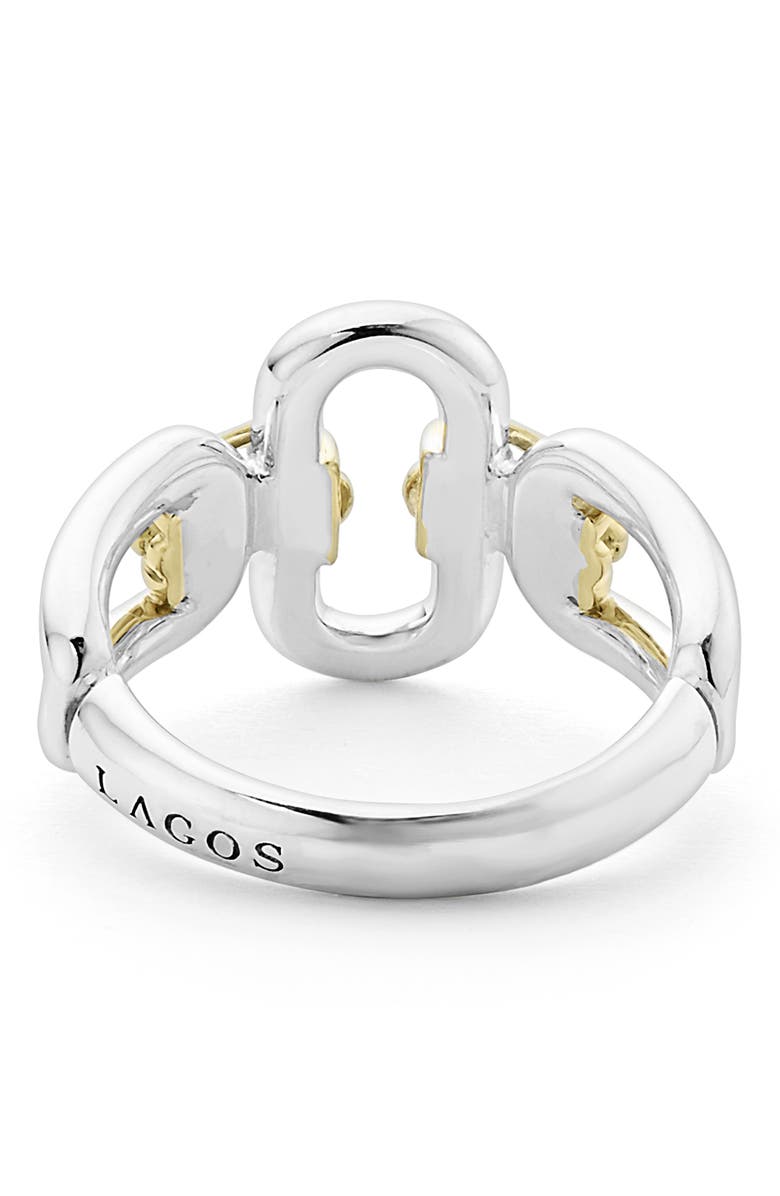LAGOS Signature Caviar Oval Link Ring, Alternate, color, Silver Gold