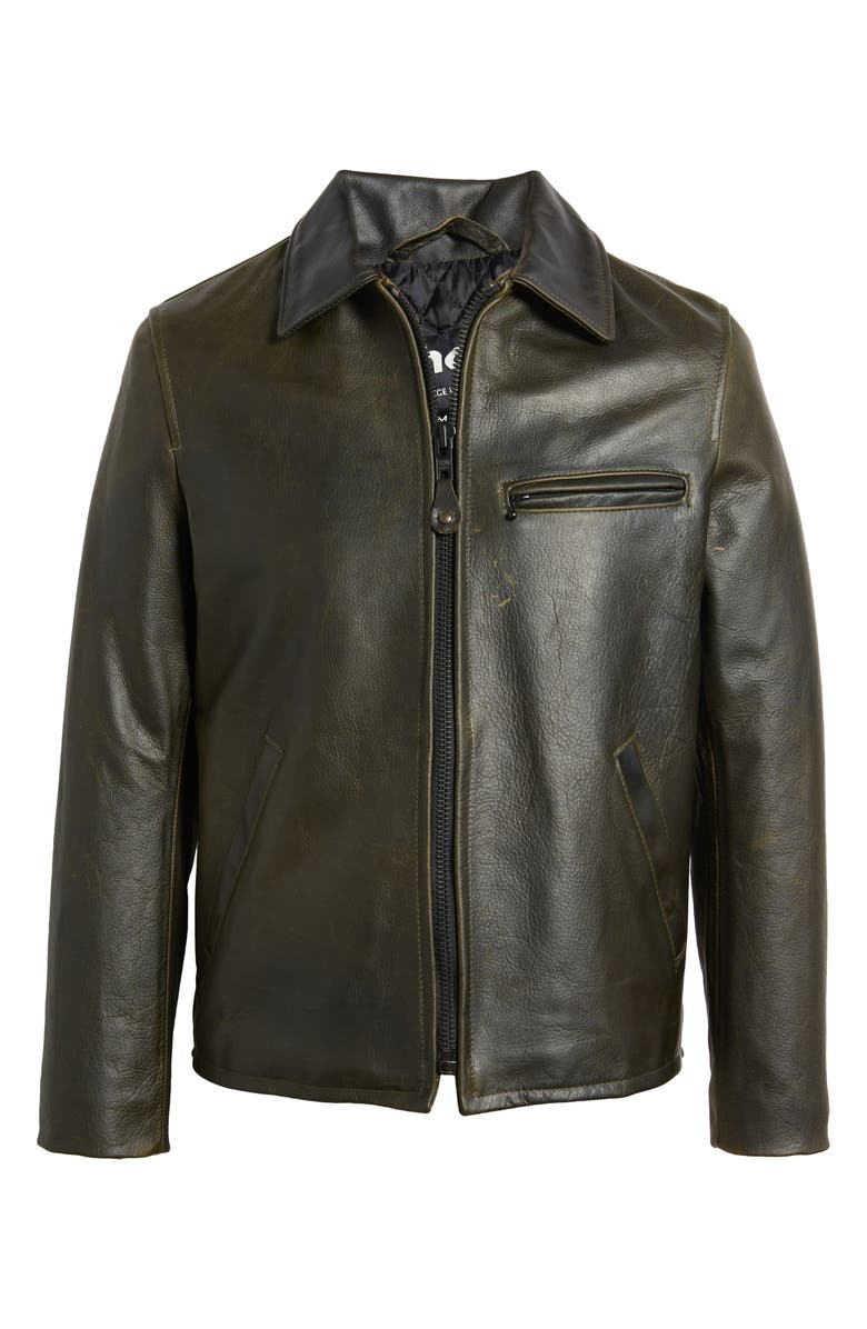 Schott NYC Waxy Cowhide Leather Mechanics Jacket, Main, color, 