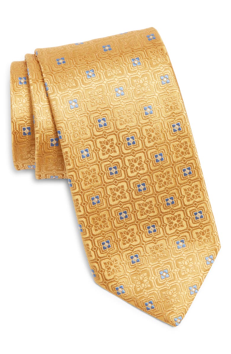 Canali Medallion Silk Tie, Main, color, Yellow
