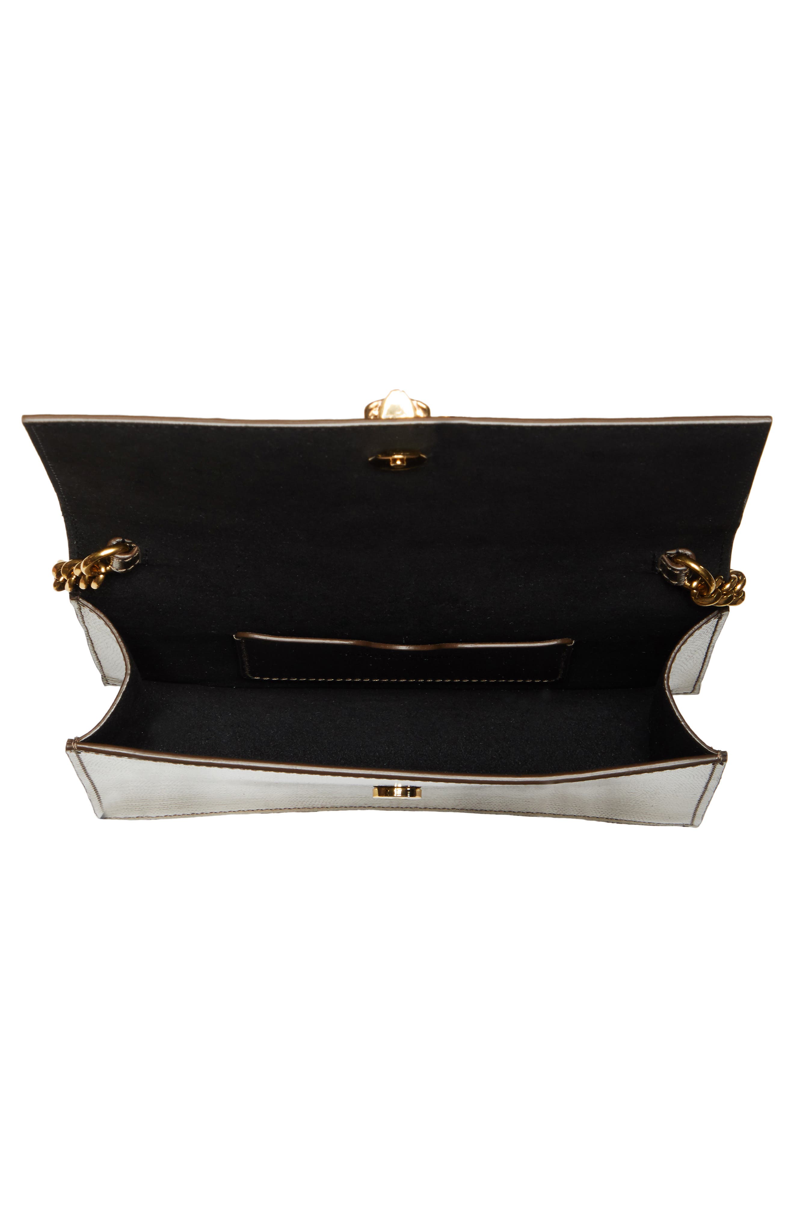 McQueen Alexander McQueen Mini Skull Croc Embossed Leather Bag, Alternate, color, Nero