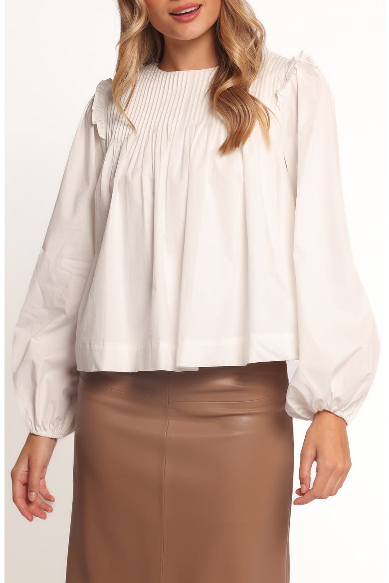 Melba Pintuck Pleat Cotton Top, Main, color, WHITE