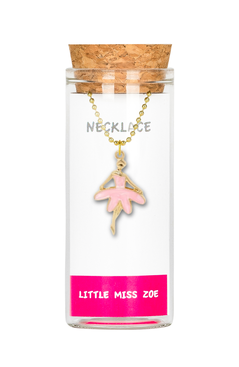 Little Miss Zoe Ballerina Charm Necklace, Main, color, Pink