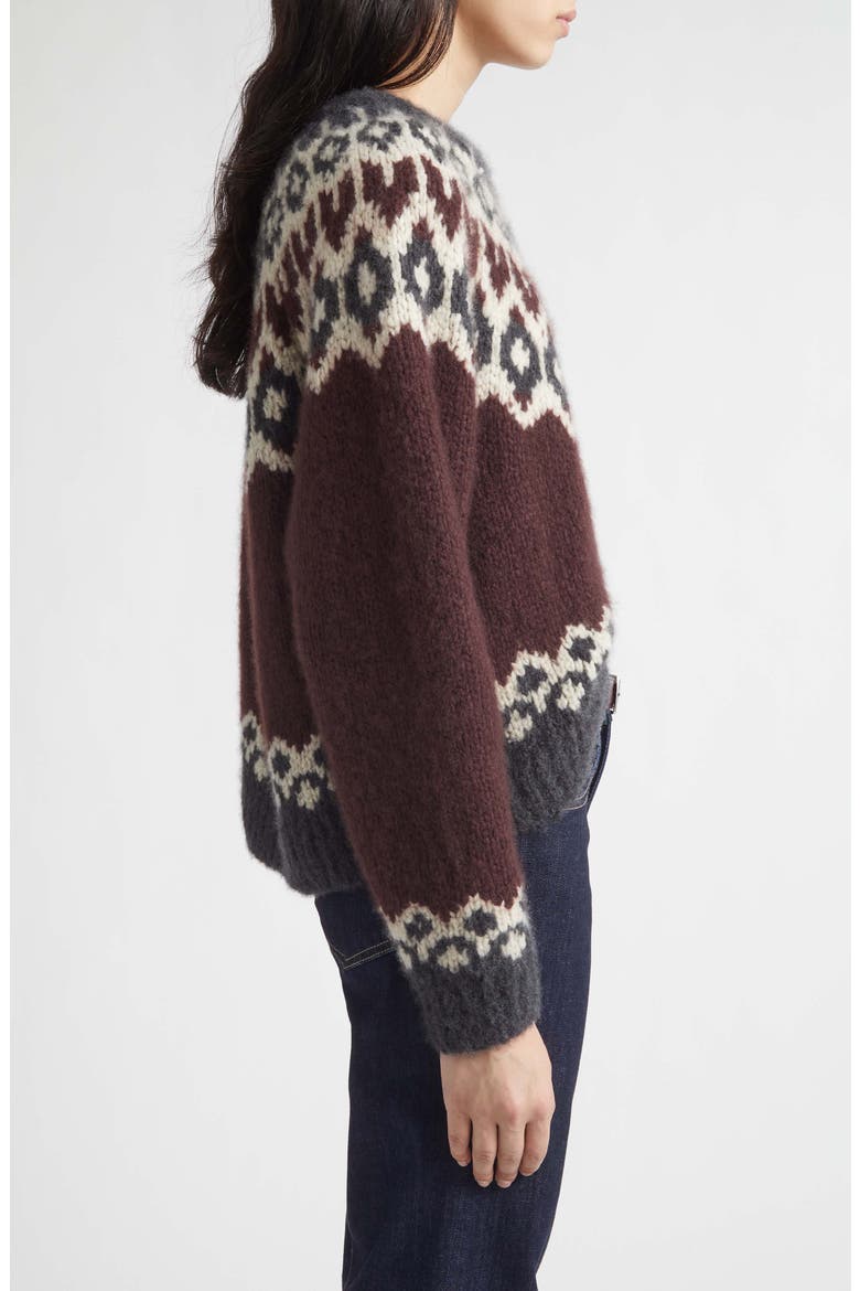Isaline Fair Isle Cashmere Sweater, Alternate, color, BURGUNDY FAIRISLE
