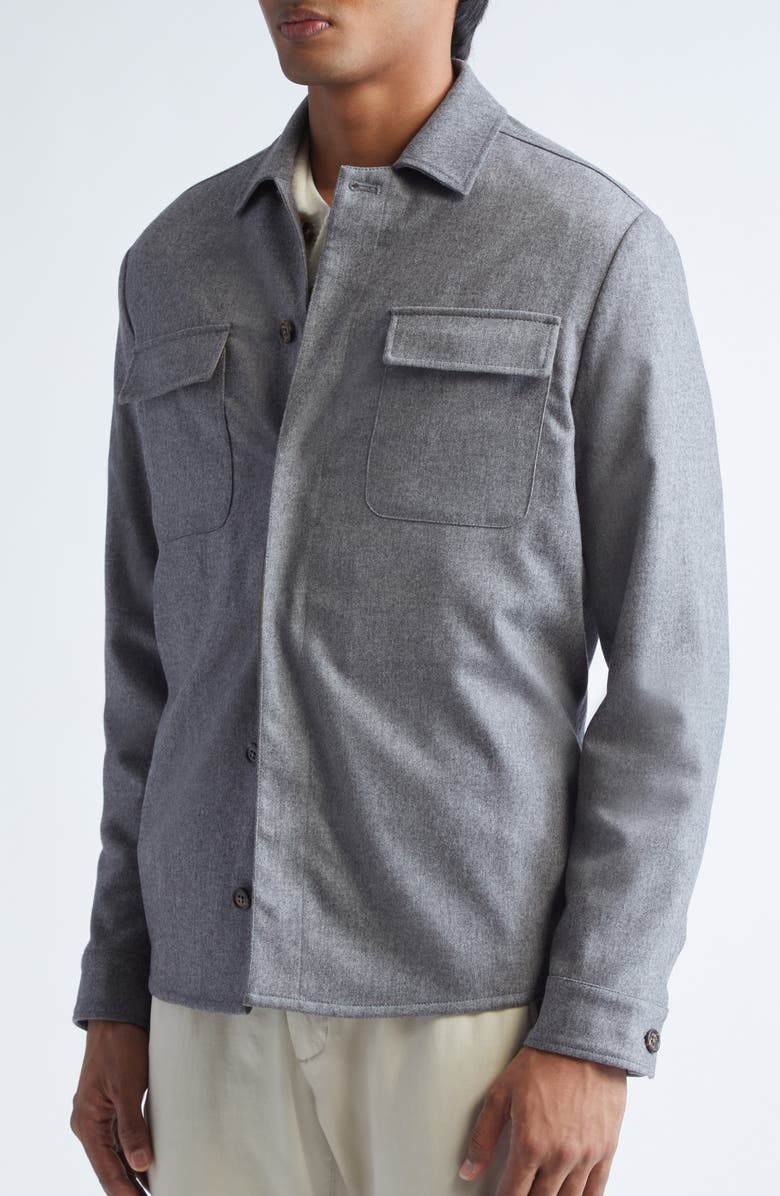 Eleventy Stretch Virgin Wool & Cashmere Overshirt, Alternate, color, 14 Medium Gray Melan