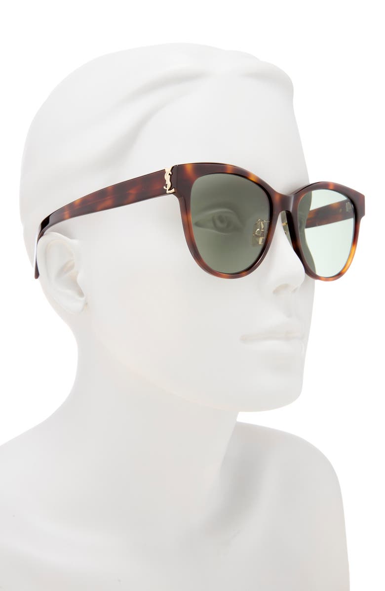 Saint Laurent 56mm Round Sunglasses, Alternate, color, Havana Havana Green