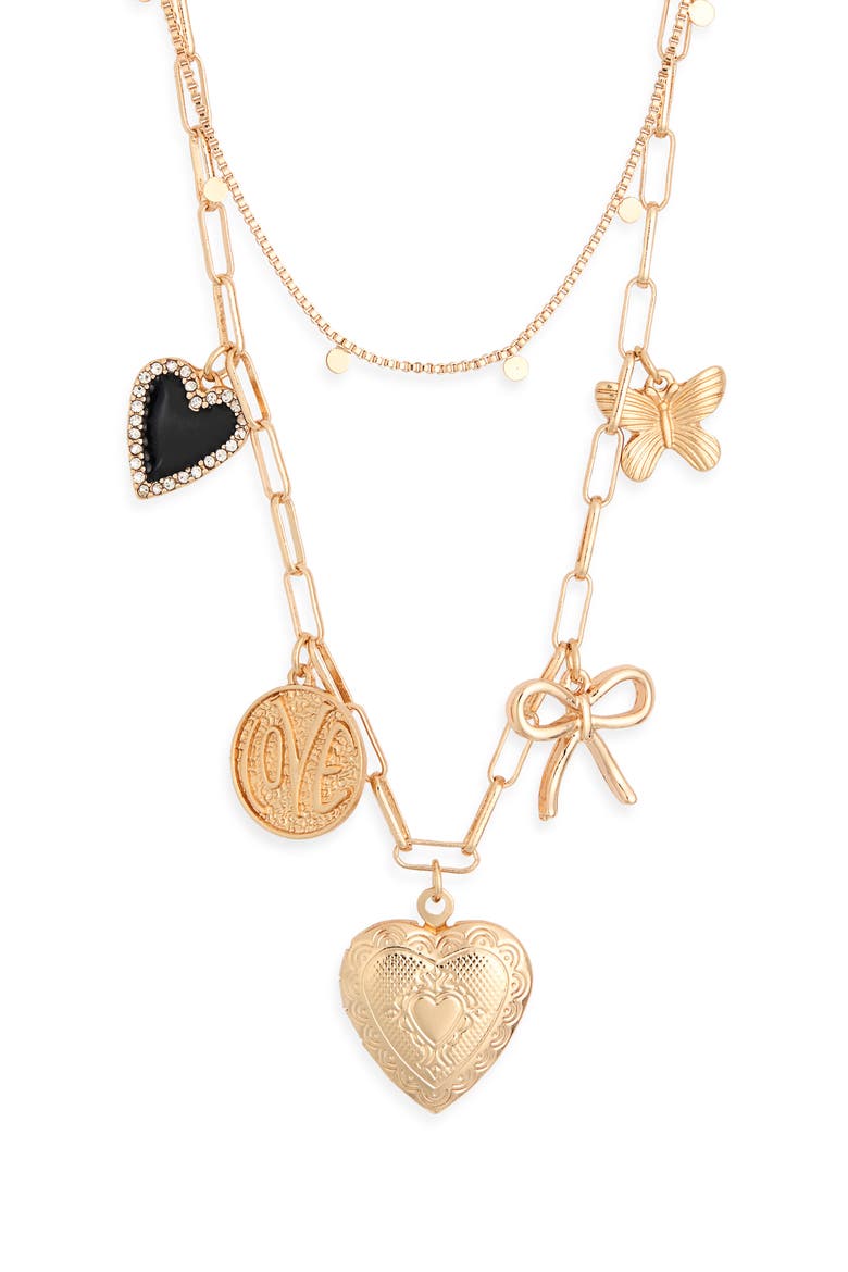 Pretty Charm Necklace, Main, color, GOLD