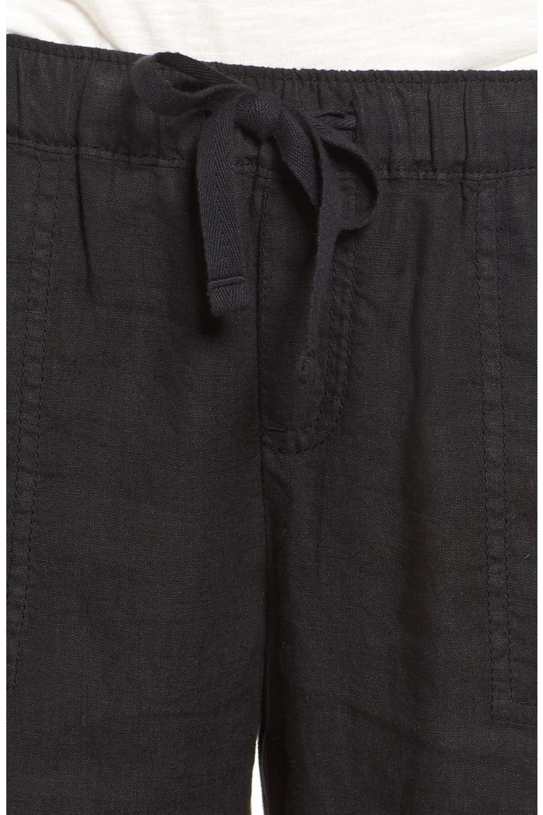Crop Linen Joggers, Alternate, color, BLACK