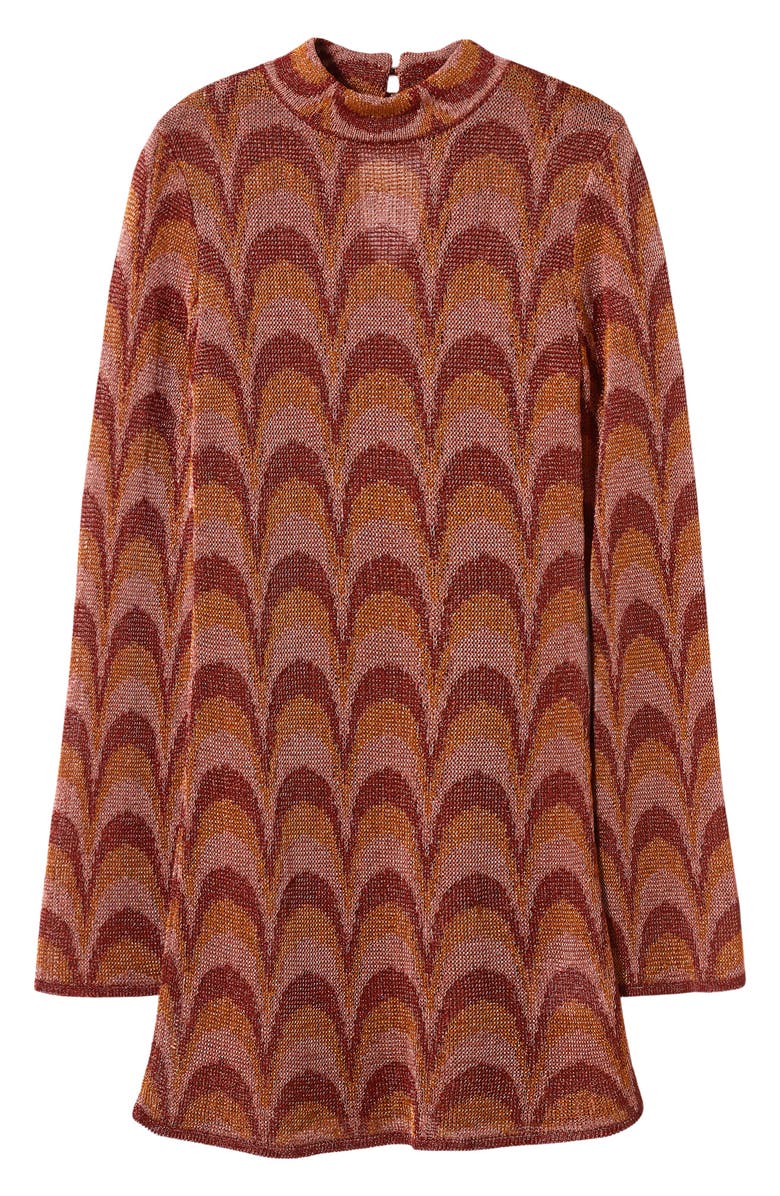 MANGO Metallic Long Sleeve Knit Shift Dress, Alternate, color, 
