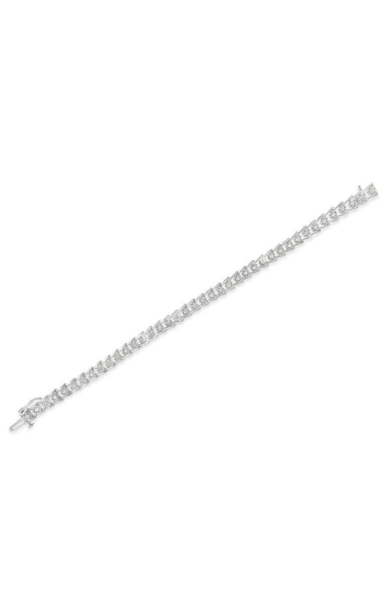 Haus of Brilliance Silver Rose-cut Diamond Wave link Bracelet, Alternate, color, White