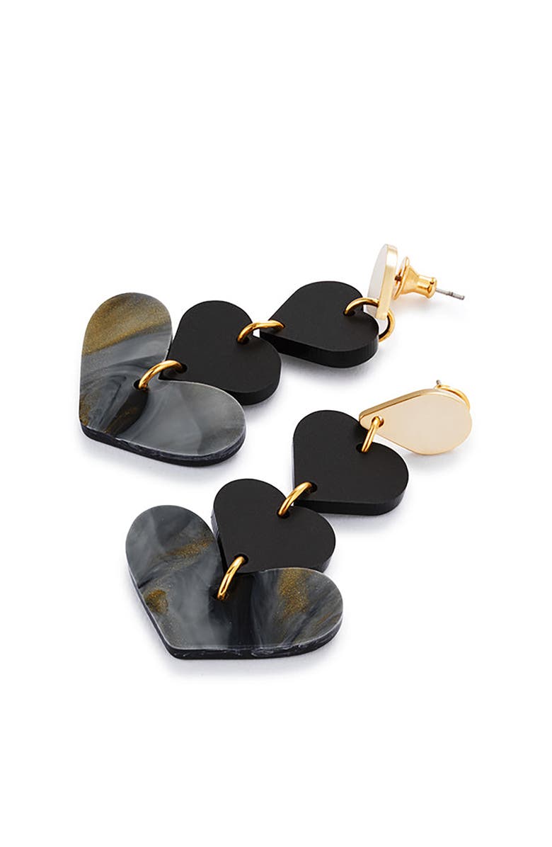 Toolally Heart Drop Earrings - Black, Alternate, color, Black