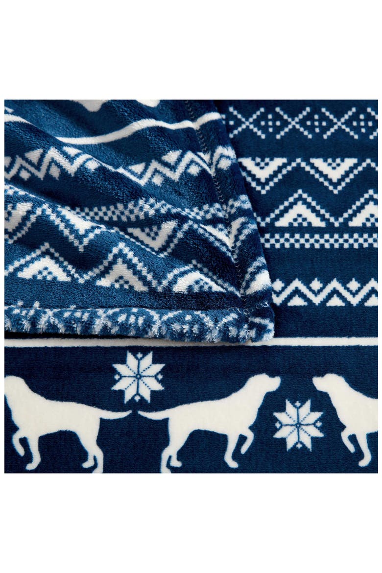Dog Sweater Stripe Microfiber Blanket, Alternate, color, KODIAK BLUE