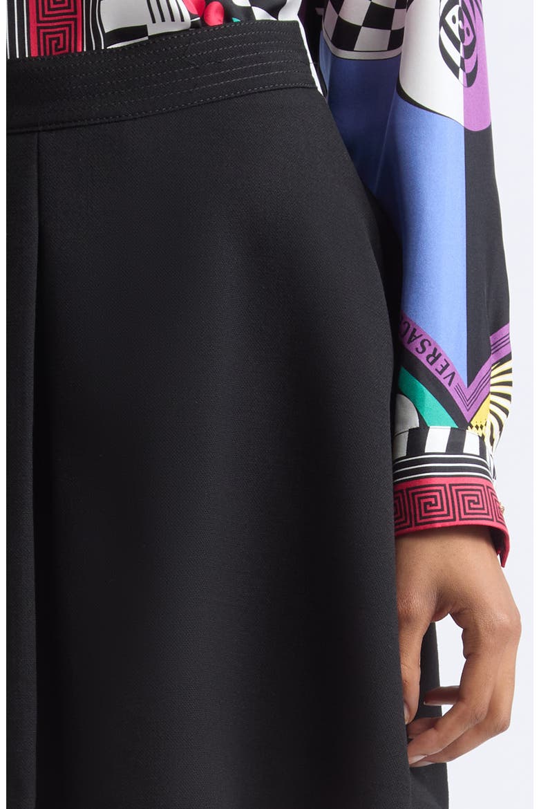 Lightweight Natté Virgin Wool A-Line Skirt, Alternate, color, BLACK