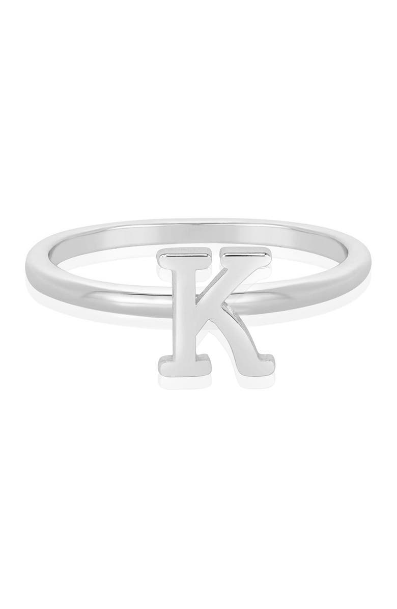 Melinda Maria Sterling Silver Plated Block Letter Initial Ring - Multiple Letters Available, Main, color, 