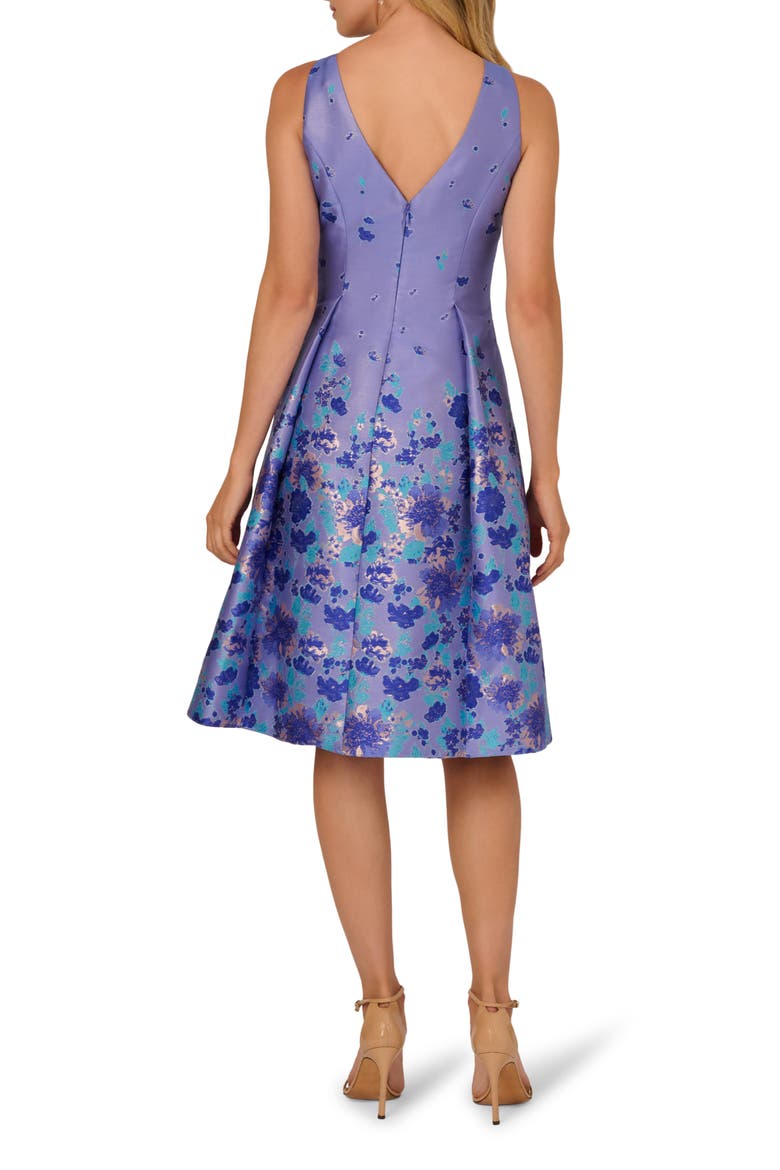 Floral Jacquard Fit & Flare Dress, Alternate, color, BLUE MULTI