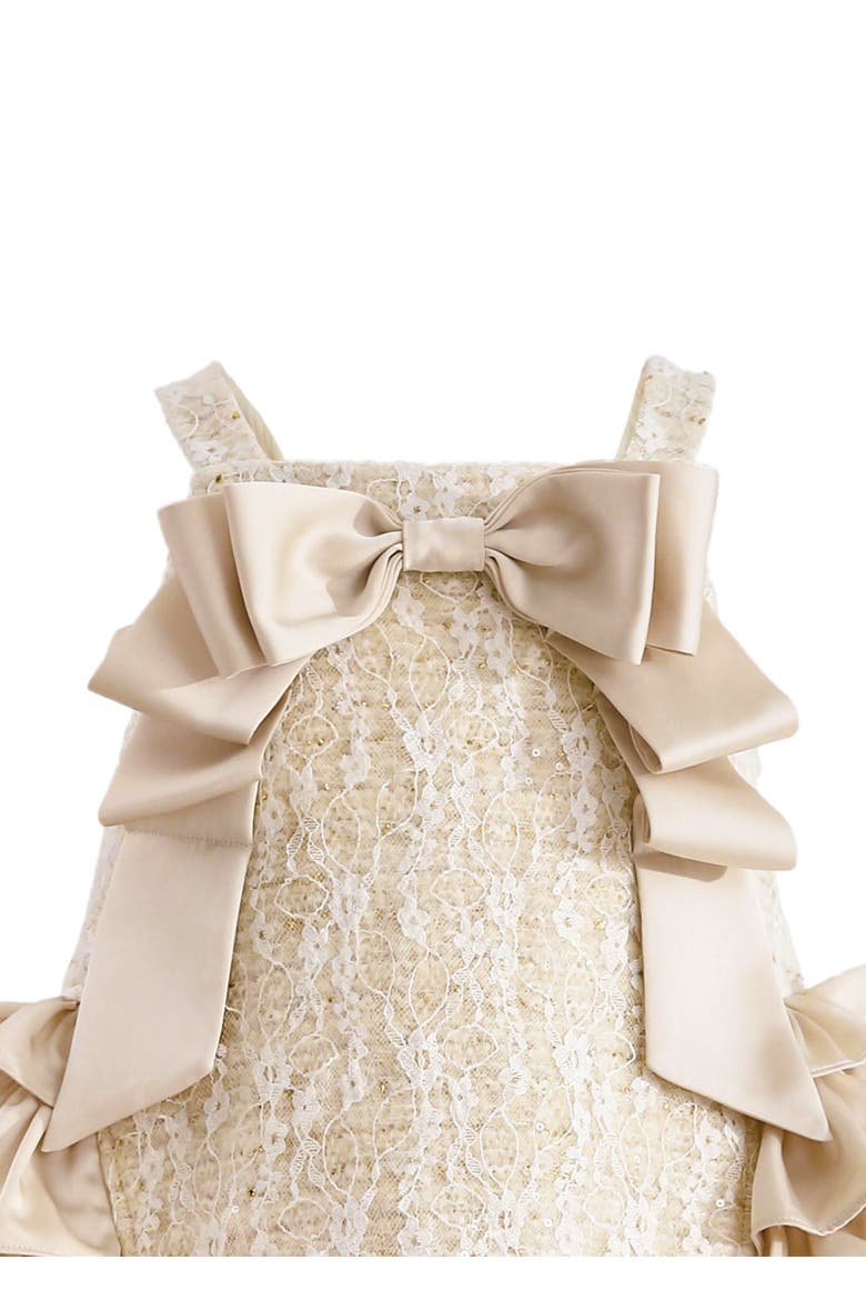 Ruffle Cascade Bow Dress, Alternate, color, Cream