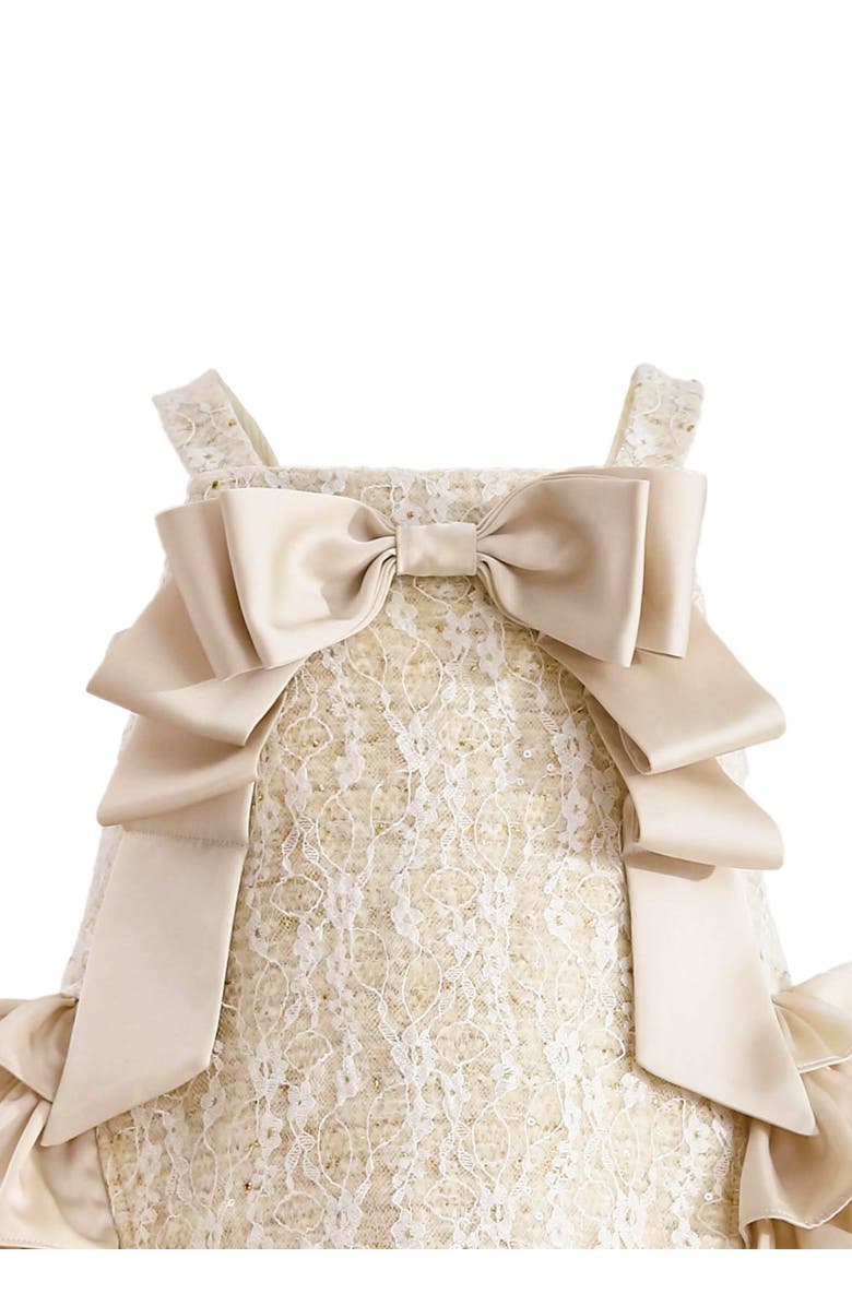 Tulleen Ruffle Cascade Bow Dress, Alternate, color, Cream