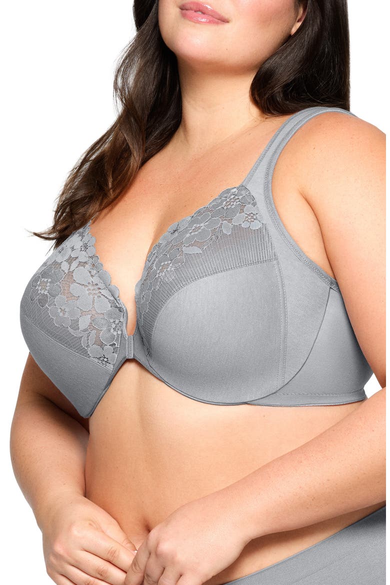 Front Clasp Underwire Bra, Alternate, color, SILVER