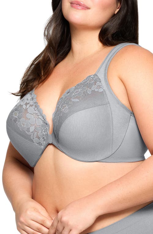 Glamorise Plus Size Front-closure Cotton Wonder Underwire Bra #1241 In Silver