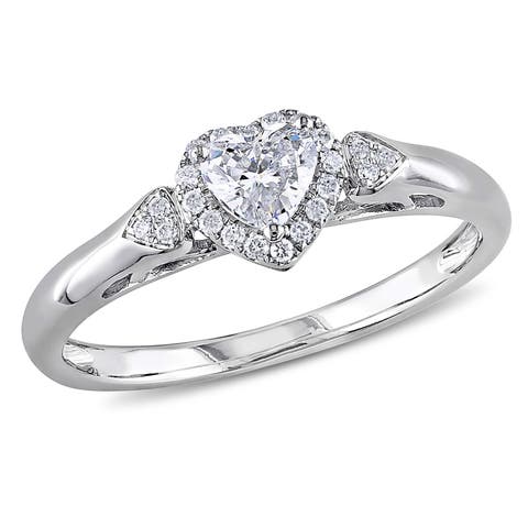 Diamond Heart Halo Engagement Ring 14k