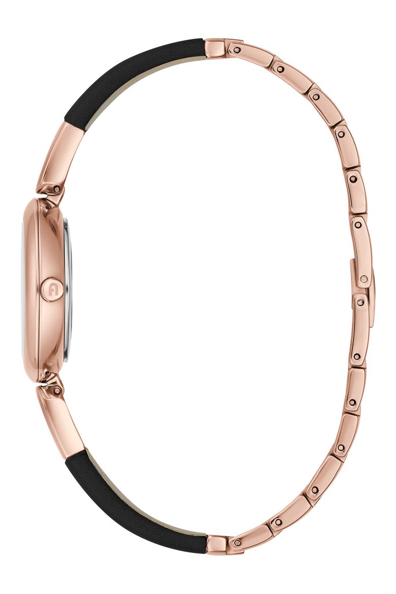 Bangle Leather Strap Watch, 28mm, Alternate, color, ROSE GOLD/ BLACK/ BLACK