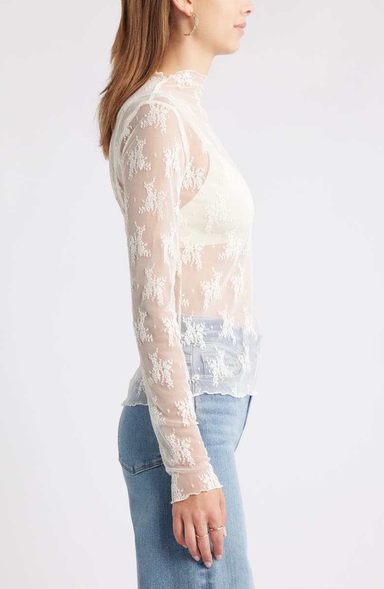 Treasure & Bond Sheer Lace Top, Alternate, color, Ivory Egret