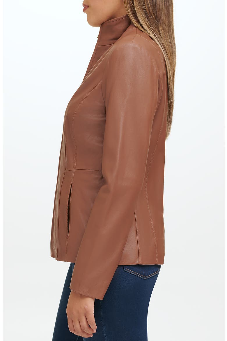 Wing Collar Leather Jacket, Alternate, color, HICKORY