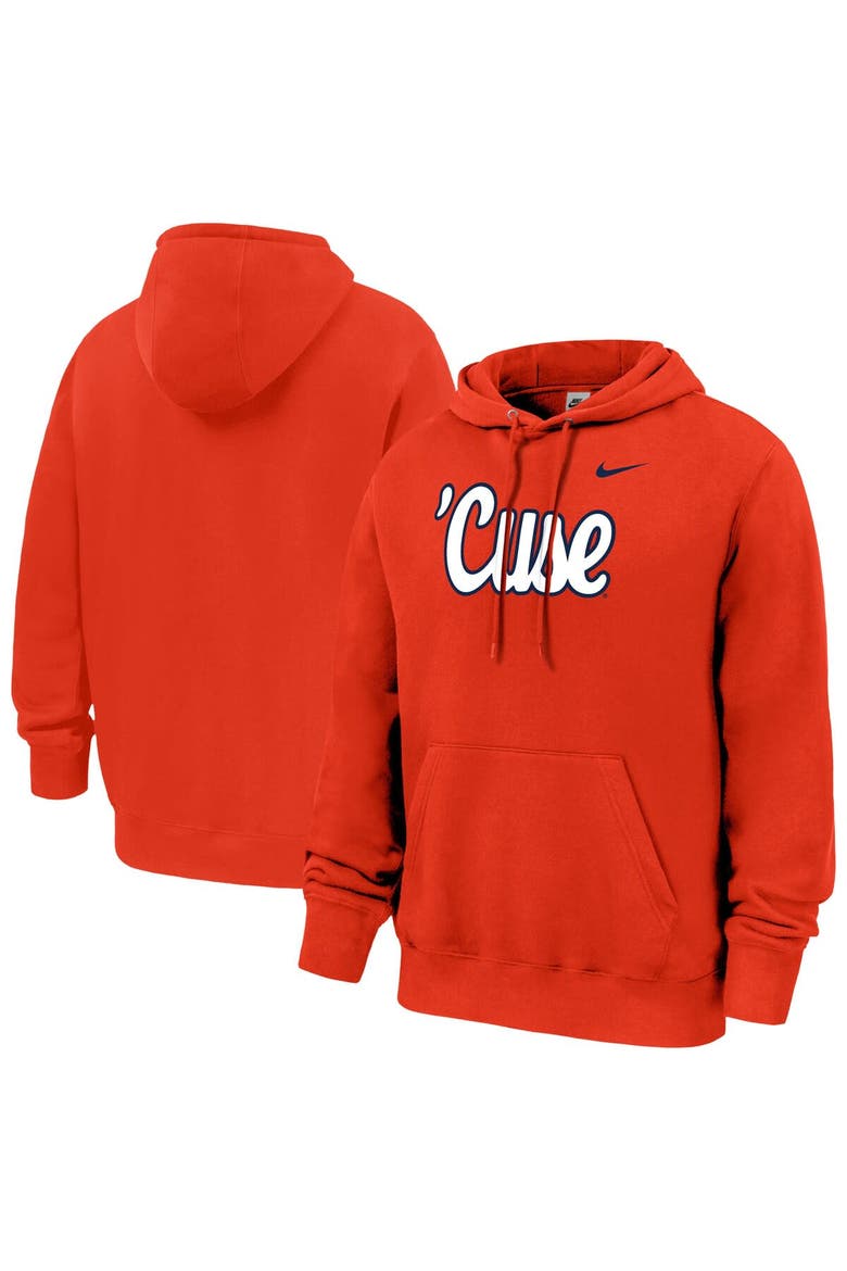 Men's Nike  Orange Syracuse Orange Script Club Fleece Hoodie, Main, color, Orange