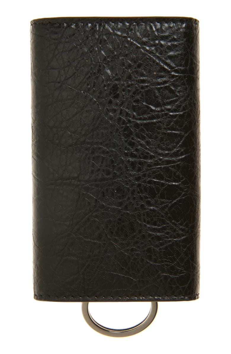 Balenciaga Monaco Leather Key Case, Alternate, color, 1000 Black