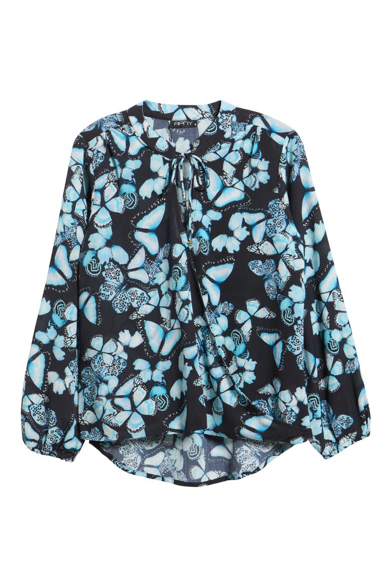 Butterfly Print Long Sleeve Top, Main, color, BLUE MULTI