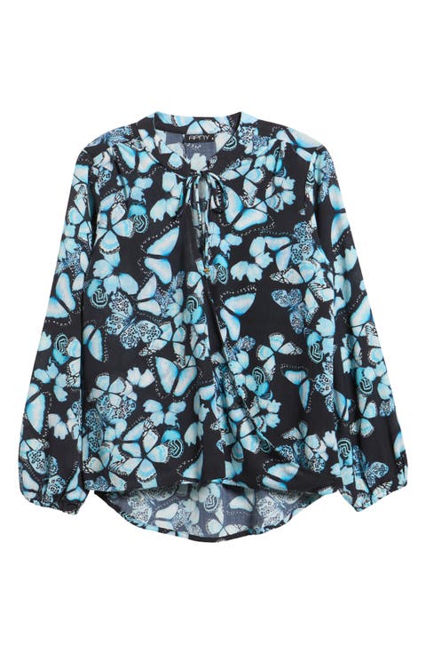 Butterfly Print Long Sleeve Top