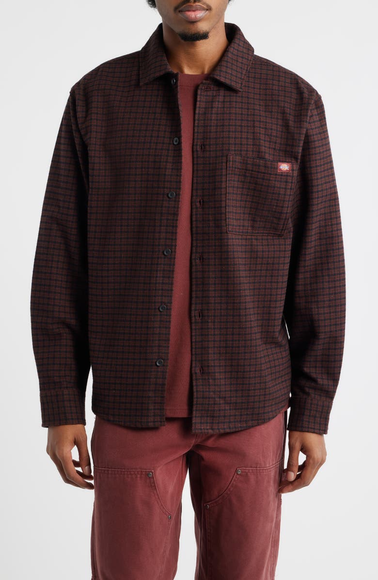 Dickies Hendersonville Classic Fit Check Brushed Cotton Button-Up Shirt, Main, color, Andorra