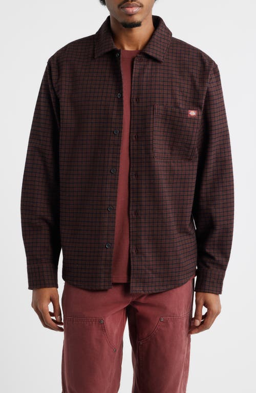 Dickies Hendersonville Classic Fit Check Brushed Cotton Button-up Shirt In Brown