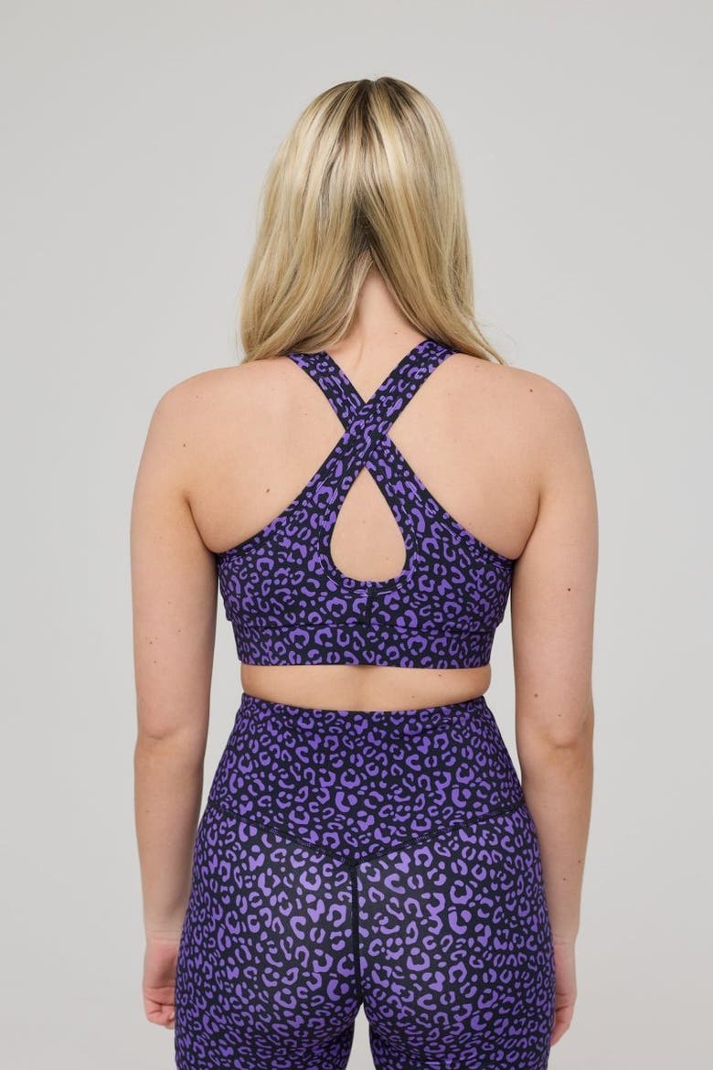 High Support Elite Crossback Sports Bra - Purple Leopard, Alternate, color, Purple Leopard