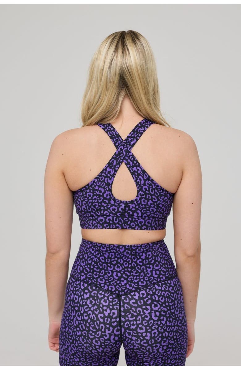 OOSC High Support Elite Crossback Sports Bra - Purple Leopard, Alternate, color, Purple Leopard