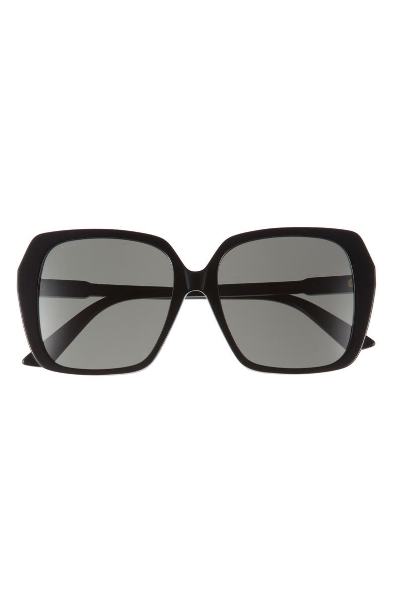 Gucci 56mm Oversize Square Sunglasses, Main, color, Black Black Grey
