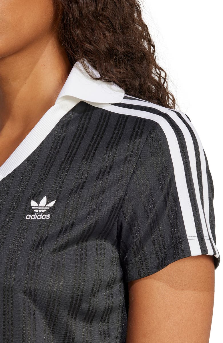 adidas Originals Adicolor Jacquard Crop Soccer Polo, Alternate, color, Black