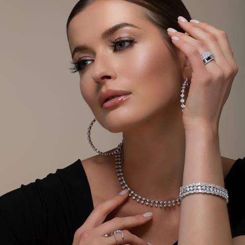 Anna Zuckerman Luxe G Color 5 Carat Tennis Bracelet Four Prong Bracelet In Platinum