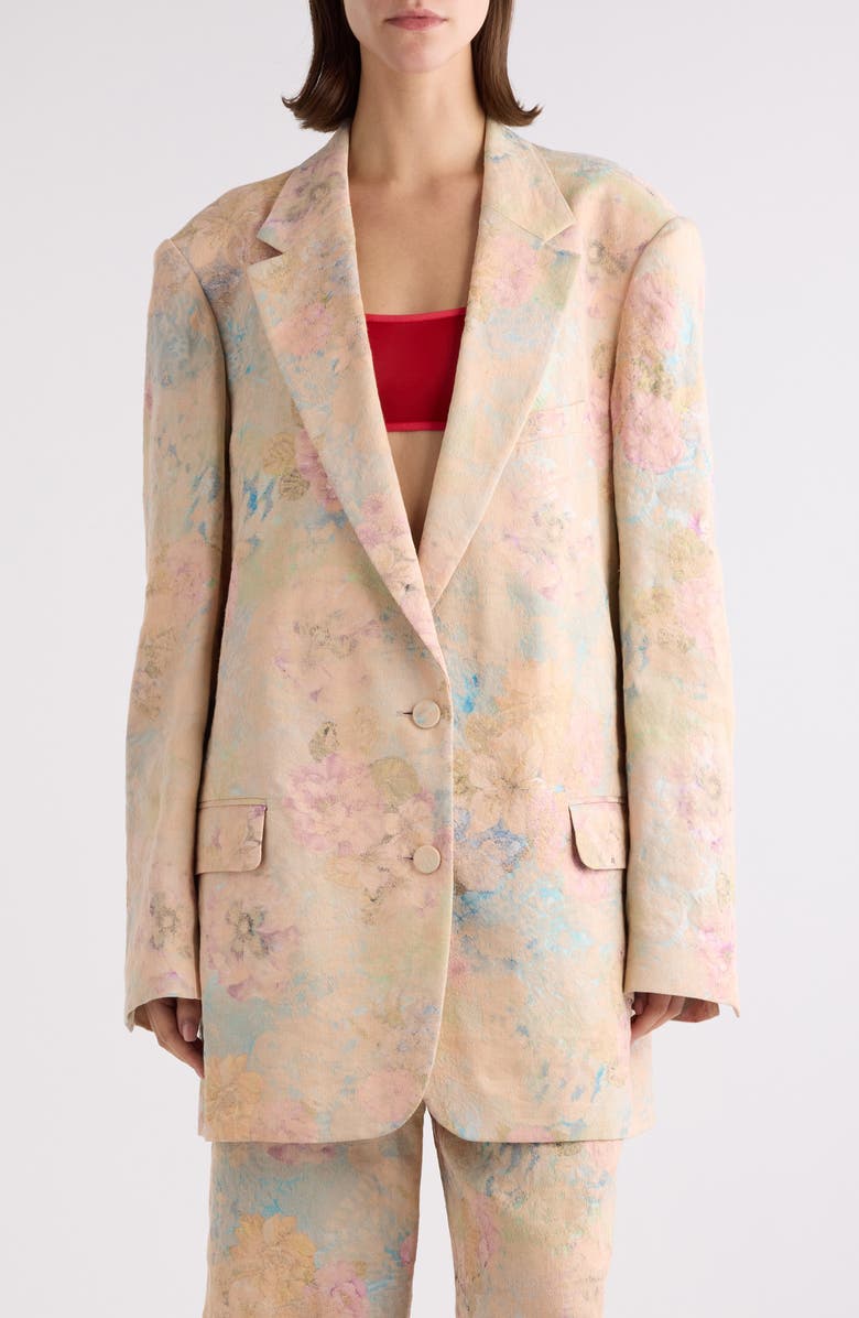 Dries Van Noten Basti Floral Jacquard Single Breasted Blazer, Main, color,