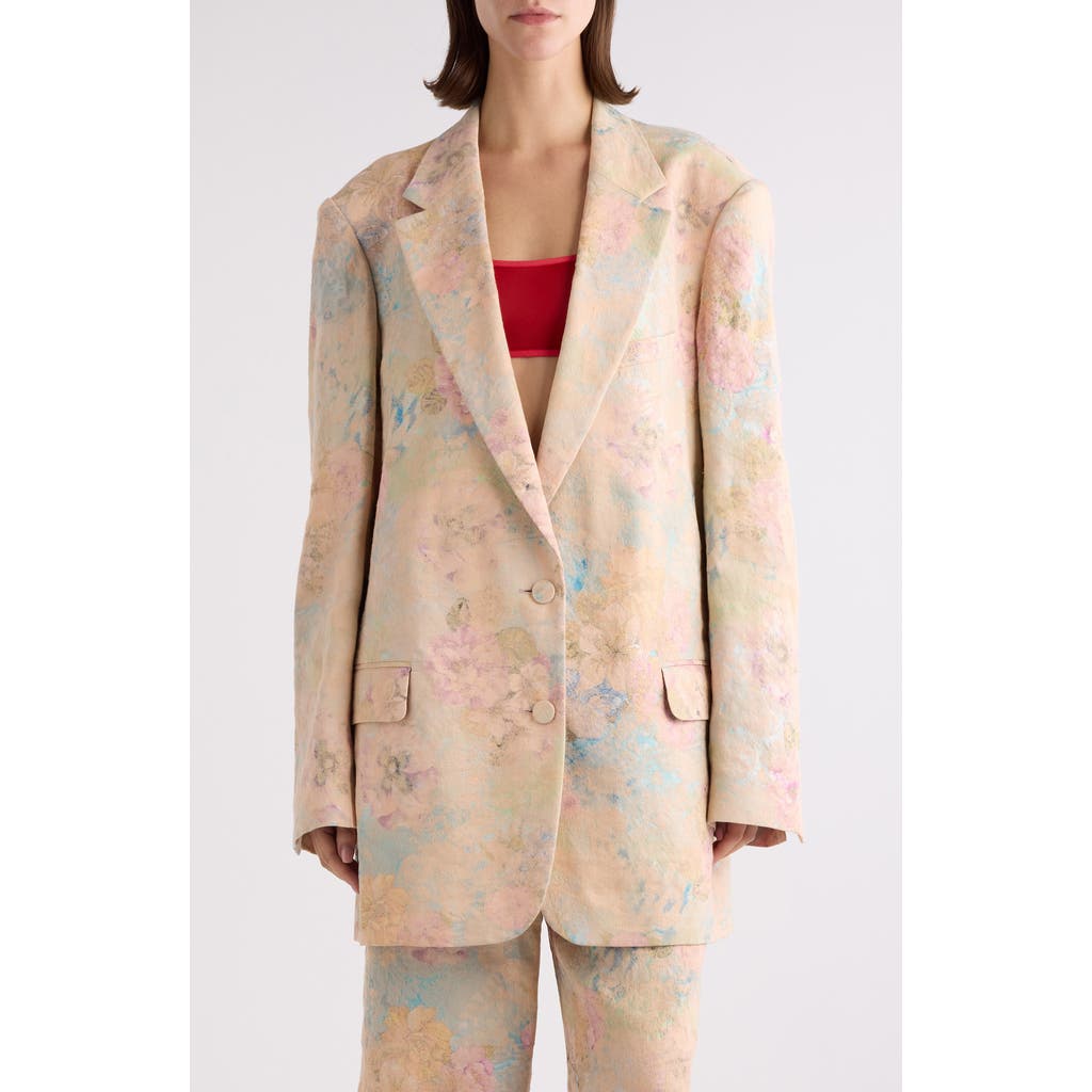 Shop Dries Van Noten Basti Floral Jacquard Single Breasted Blazer In Light Pink