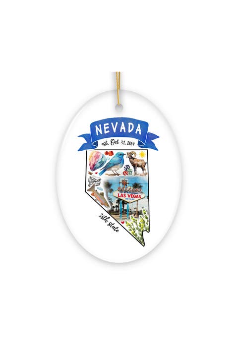 Nevada Landmarks Watercolor State Oval Ornament