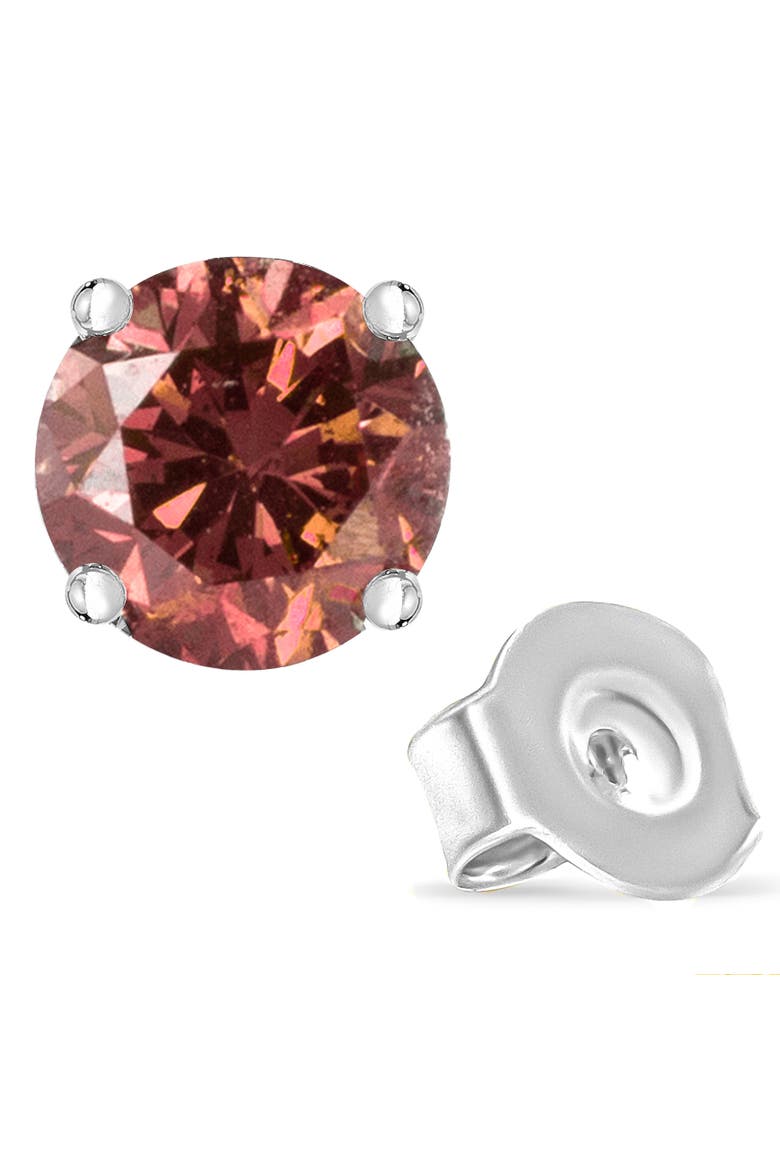 10K White Gold 1/2 Ct Lab Created Pink Diamond Solitaire Stud Earrings, Alternate, color, White