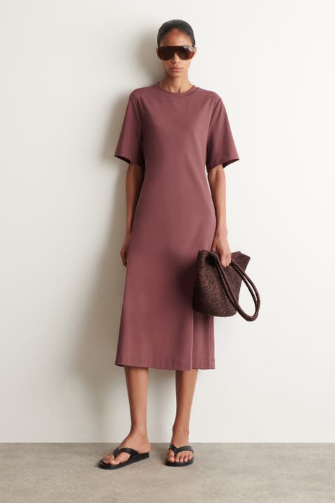 Belt-Detail Midi T-Shirt Dress