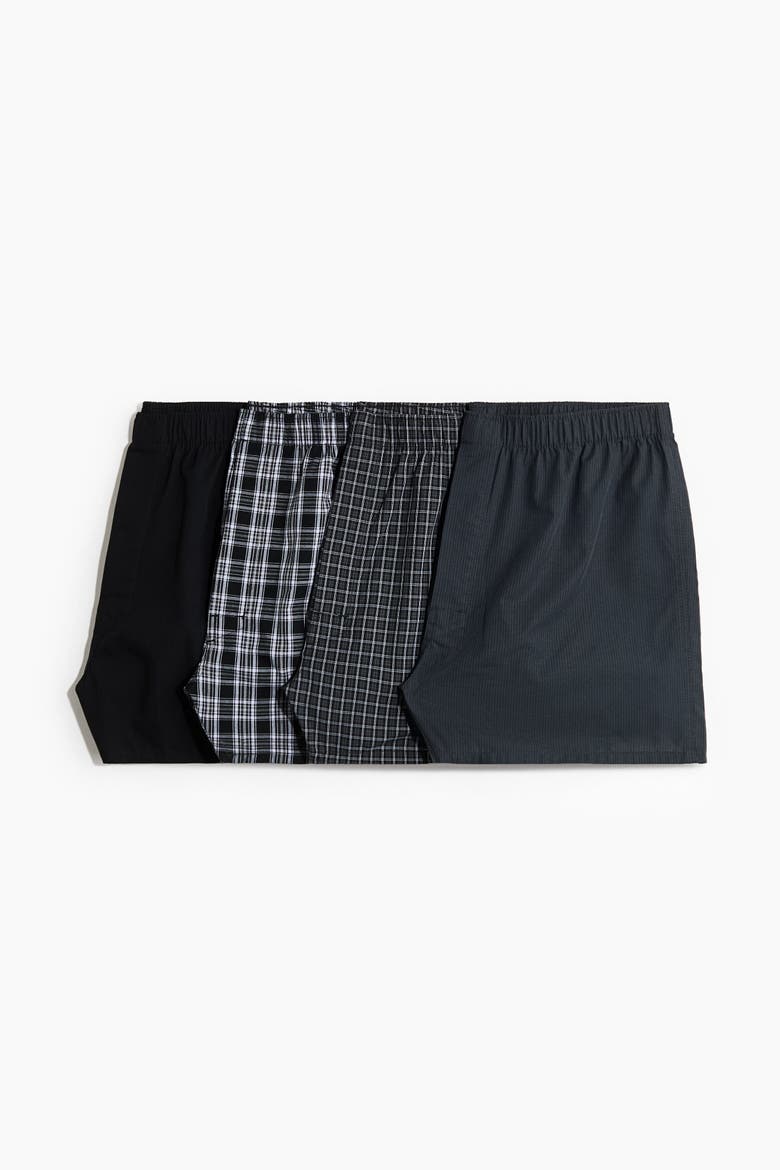4-pack Woven Boxer Shorts, Main, color, Black/checked