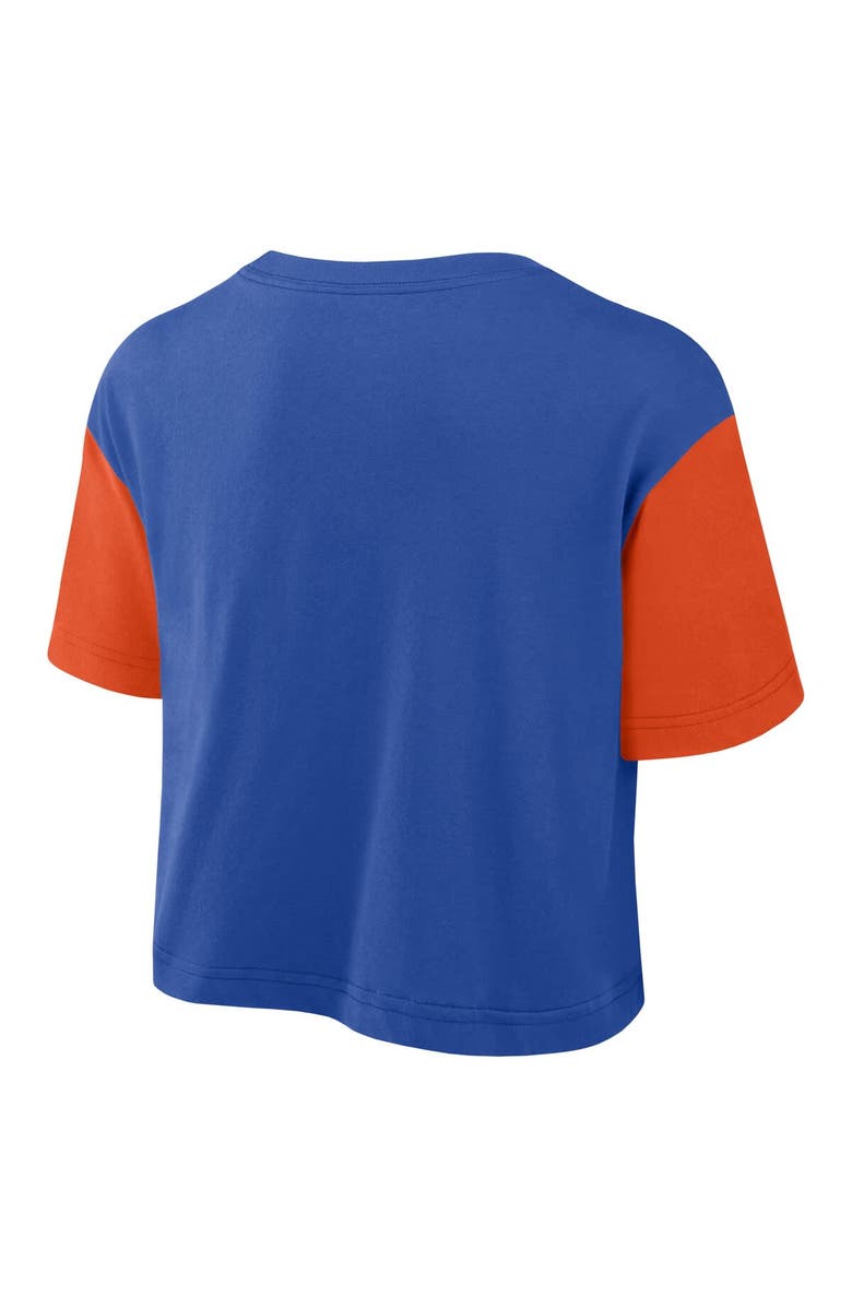 Jordan Brand Women's Jordan Brand  Royal/Orange Florida Gators Color-Block Script Dri-FIT Cropped T-Shirt, Alternate, color, Royal