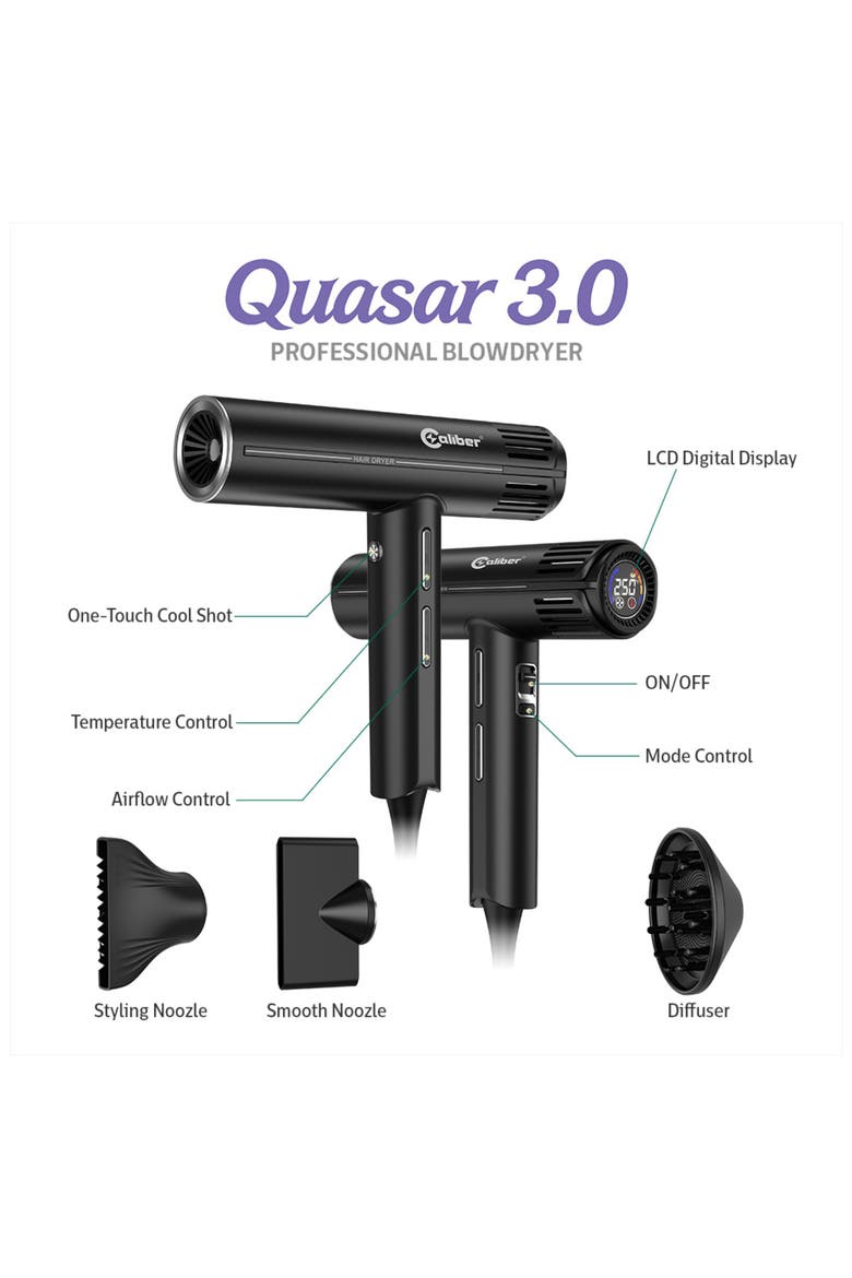 Quasar 3.0 Professional Hair Dryer, Alternate, color, Black