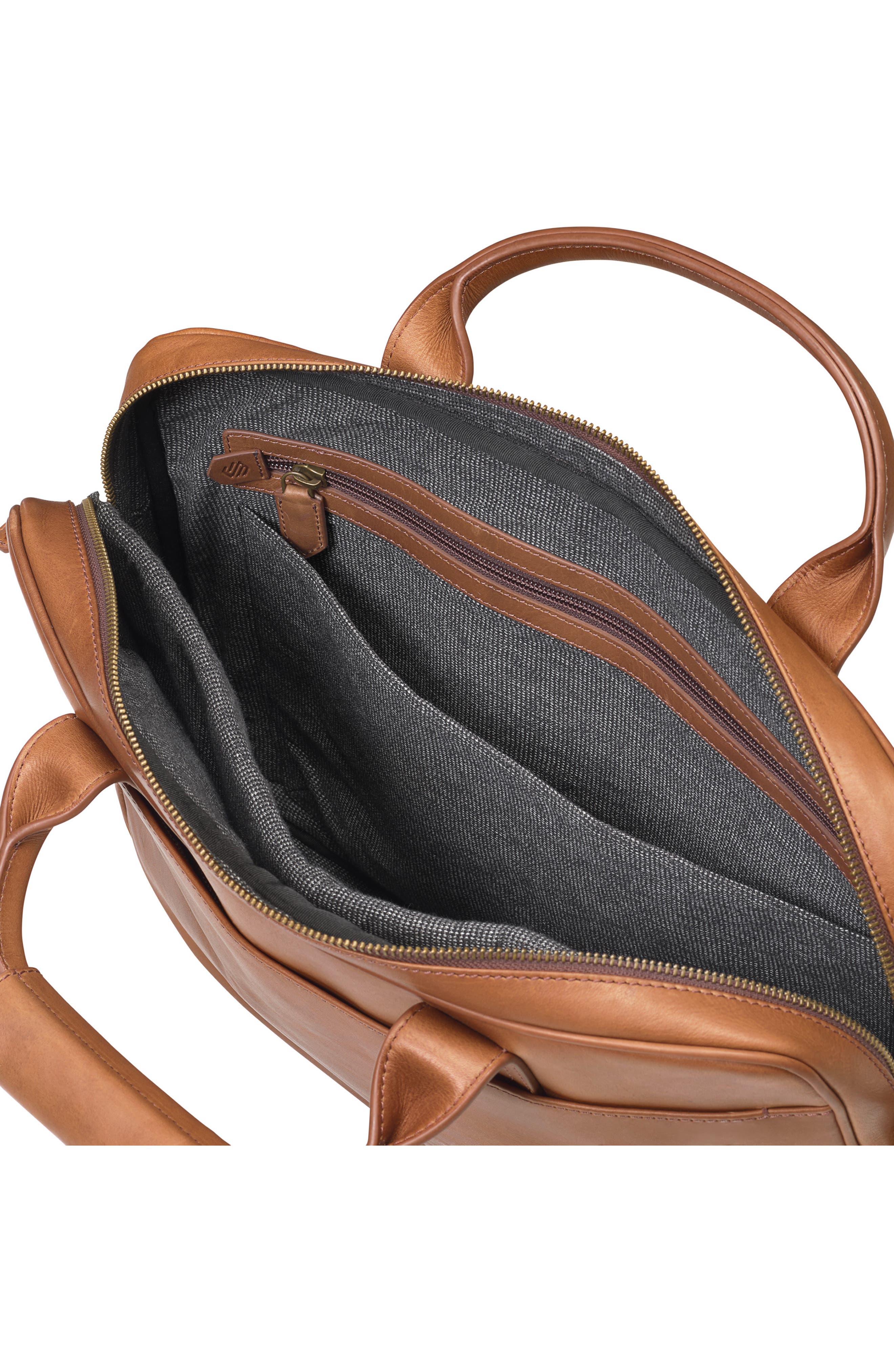 Johnston & Murphy Rhodes Leather Briefcase, Alternate, color, Tan Full Grain