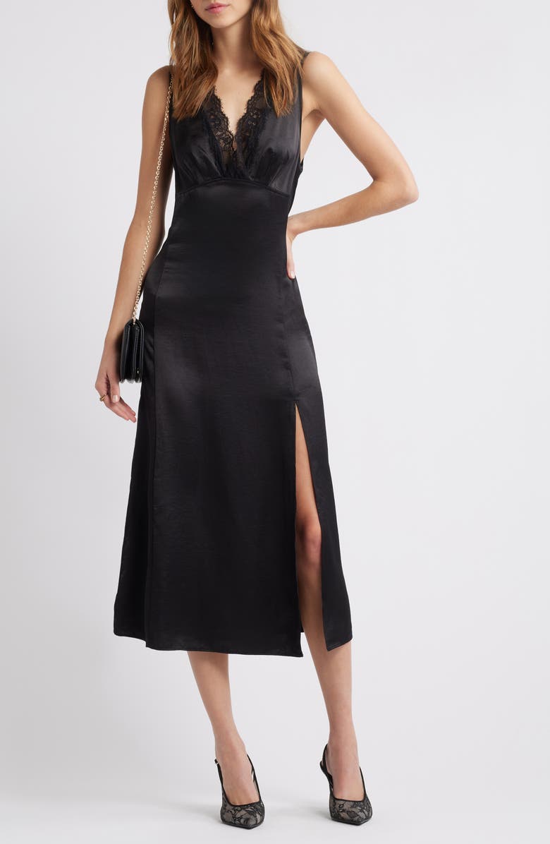 Open Edit Lace Trim Satin Slipdress, Main, color, 